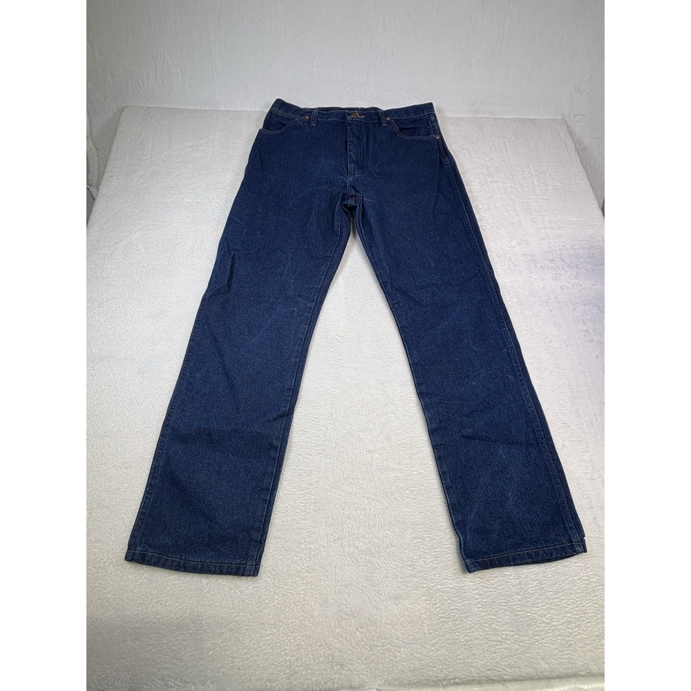 Wrangler Men Jeans 37x32 Blue Denim Cowboy Cut Straight Pockets High Rise 13MWZ